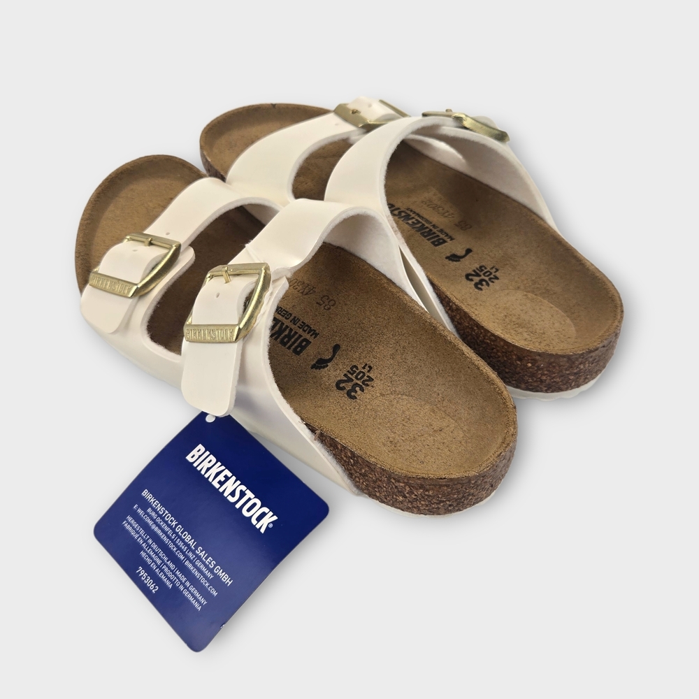 New Birkenstock Arizona Split Birko Flor White Gold Youth Sandals Size US 1 EU32 - Picture 3 of 11